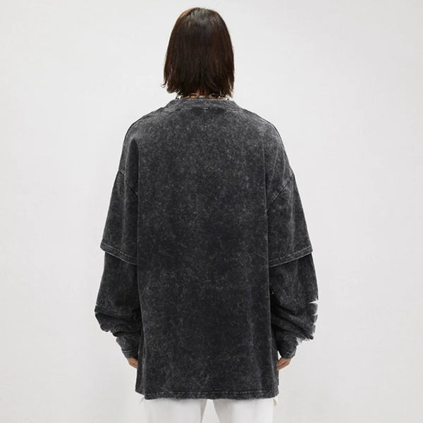 Worn Flag Print Boxy Sweatshirt alternatif görünüm