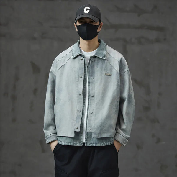 Classic Relaxed Seoul Bomber Denim Jacket alternatif görünüm