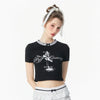 Time-Worn Freedom-State Letter Print Midriff T-Shirt