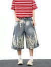 Metro Comfort Flame Wash Wide Leg Denim Shorts