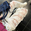 White Torn Tie Splicing High-Rise Denim