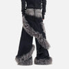 Luxury Double Waisted Fur Mosaic Torn Denim