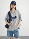 Pup-Print Sewn-Detail Laid-Back Short T-Shirt