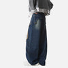 Raw Edge Printing Contrast Color Bell Leg Denim