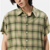 Olive Plaid Vintage Lapel Short Top