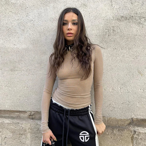 Revival Sequined Slim Fit Midriff T-Shirt