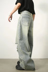 High End Blue Relaxed Torn Denim