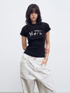 Time-Worn Letter Print Everyday Cotton T-Shirt