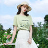 Green Floral Sewn-Detail T-Shirt