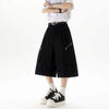Wide Leg Jean Şort, önden görünüm — Navra Wear