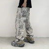 Graphic Print Easy Cut Wide Denim