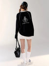 Women Sporty Black Wide-Body Long Sleeve T-Shirt