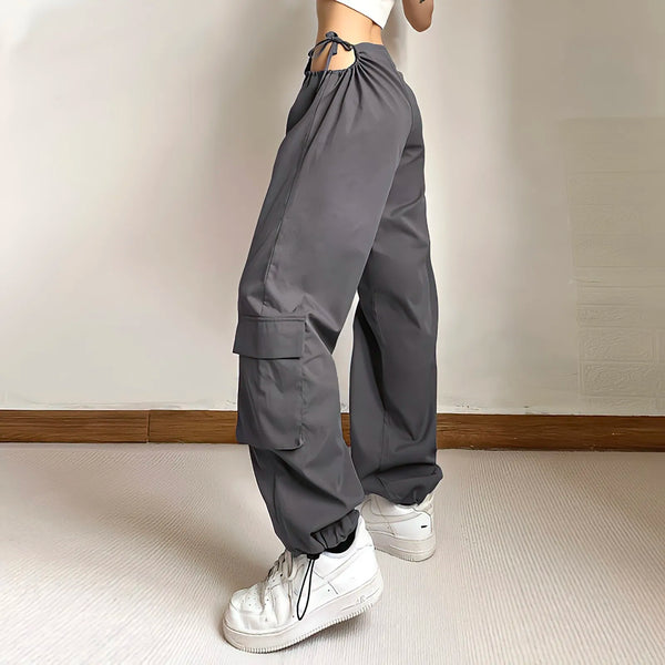 Women Slate Wide Leg Street Pants alternatif görünüm
