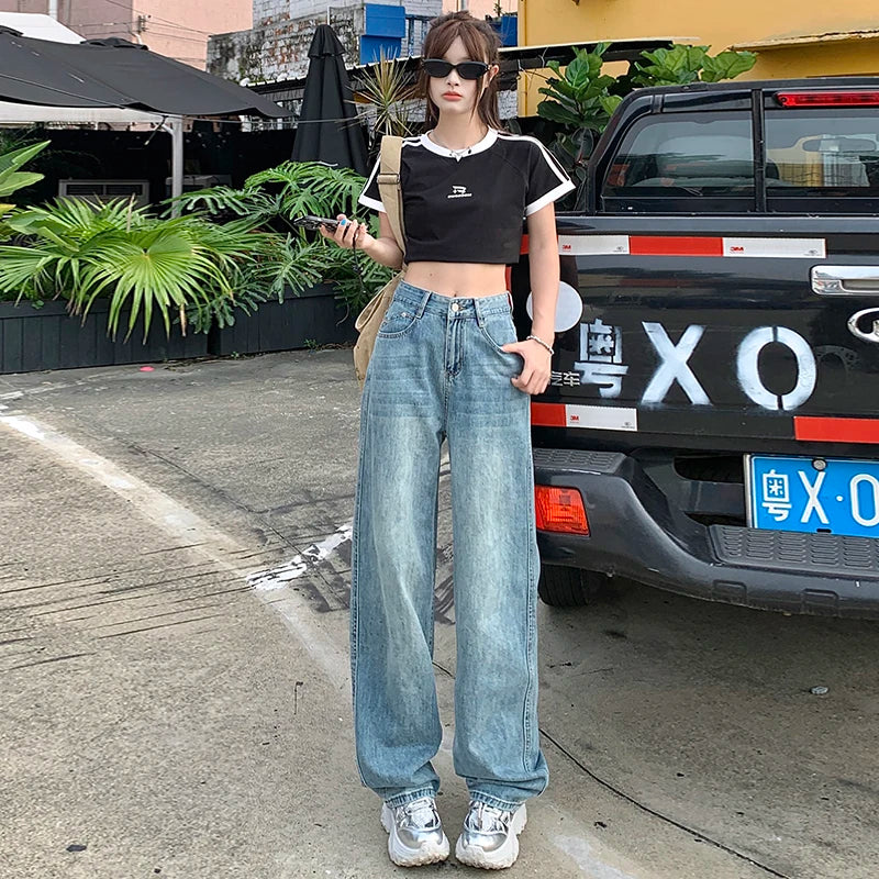 Fashionable High-Rise Bell Leg Denim