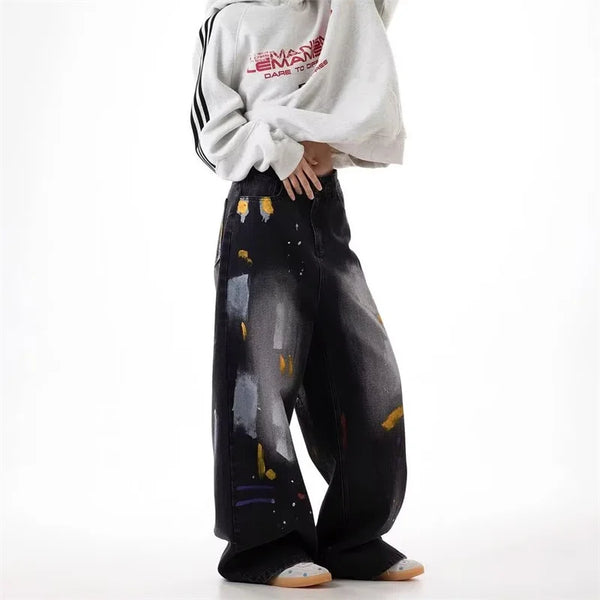 Graphic Color Printed Sleek Faded Denim alternatif görünüm