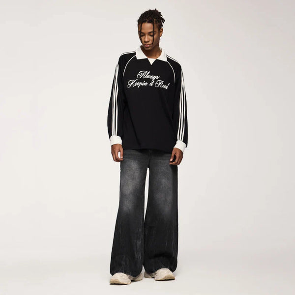 Model wearing the black Flared Wide-Leg Denim Jeans