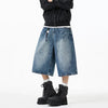Lightning Pattern Easy Cut Casual Denim Shorts