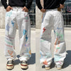 Bell Leg Flow Lightning Graphic Printed Denim