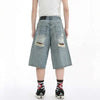 Summer Rinse Broken Hole Denim Shorts