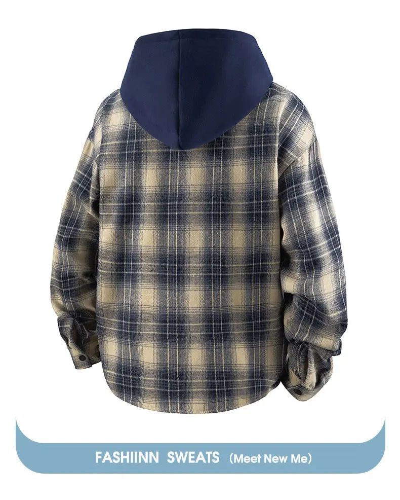 Ekose Kapüşonlu Gömlek, arka görünüm — Navra Wear