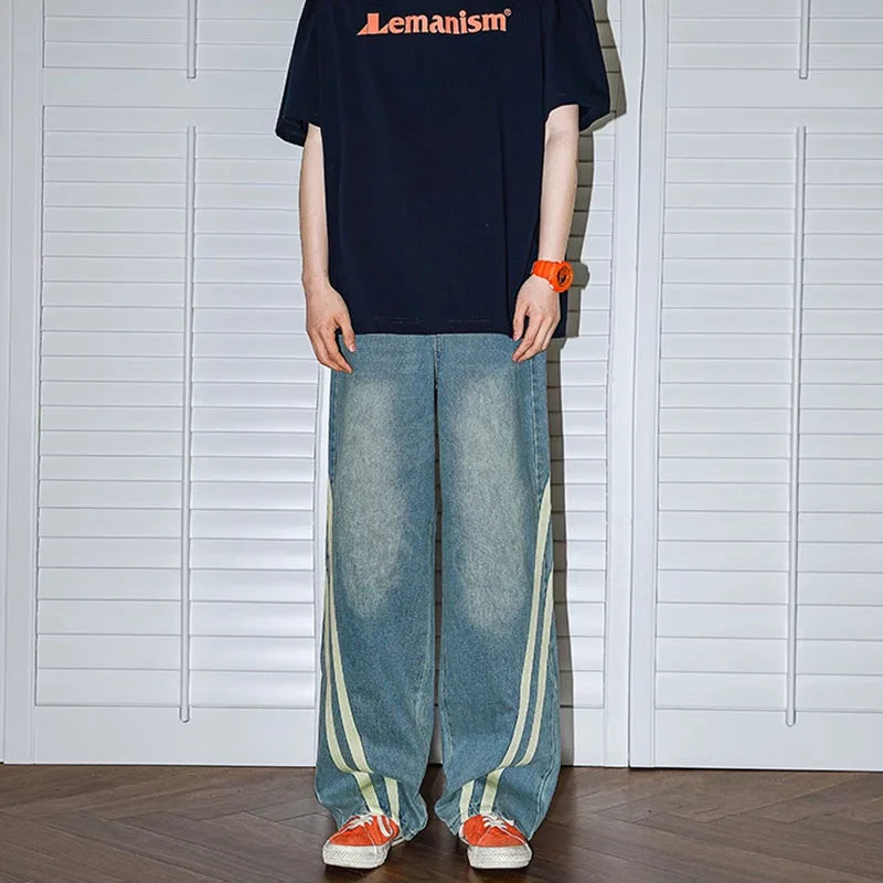 Premium Autumn Striped Seoul Relaxed Denim