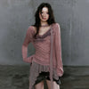 Aged Grit-Style Aesthetic Knitted Spliced T-Shirt