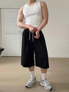 Soft Gray Relaxed Casual Drawstring Denim Shorts