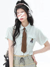 Y2K Tie Stripe Street Vintage Blouse