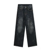 Vintage Yıkanmış Yırtık Detaylı Yüksek Bel Jean Pantolon, yakın çekim — Navra Wear