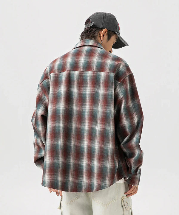 Everyday Plaid Easy Long Sleeve Top alternatif görünüm