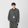 Line-Pattern Weekend Long Sleeve V-Neck T-Shirt