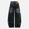 Modern Faded Flower Banana Bell Leg Denim