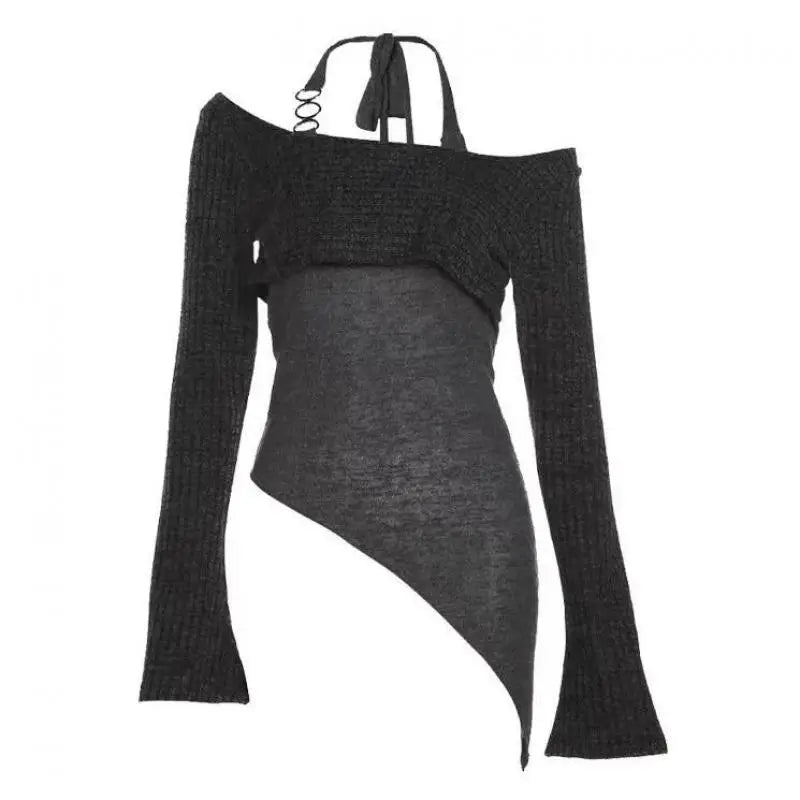 Classic-Wash Halter Autumn Long Sleeve T-Shirt