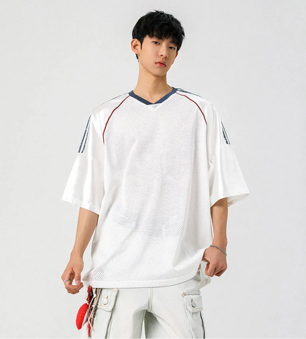 Everyday Japanes Style Air-Light Mesh V-Neck T-Shirt alternatif görünüm