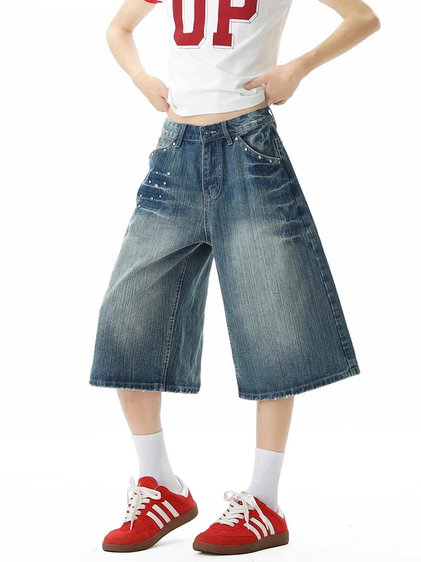 Stretch Urban Beat Heritage Faded Denim Shorts alternatif görünüm