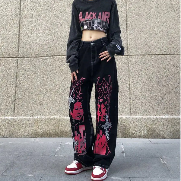 2000s Metro Black Urban Beat Oversized Denim alternatif görünüm