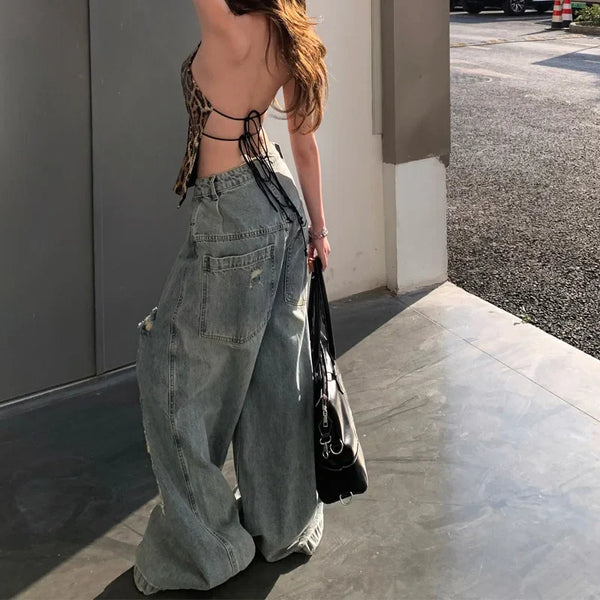 Adaptive Stretch Relaxed Torn High Waisted Denim alternatif görünüm