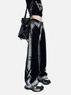 2000s High-Rise Contrast Color Bell Leg Denim