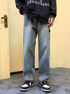 Flame Printed Relaxed Bell Leg Denim