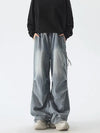 Y2K Baggy Jean Pantolon, yakın çekim — Navra Wear