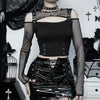 Midnight Shadow-Print Fishnet Fragment Underground T-Shirt