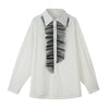 Noir Lace-Trim Loose Casual Shirt
