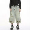 Faded Straight Fit Cropped Denim Shorts