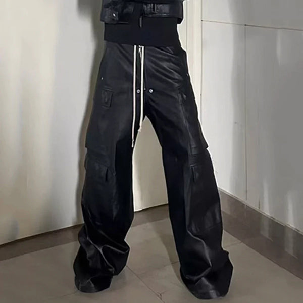 Metro Premium Designer Dark Street Leather Pants alternatif görünüm