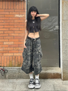 Vintage Kamuflaj Desenli Jean Şort, stil görünüm — Navra Wear