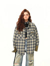 Two-Tone Block Plaid Design Shirt