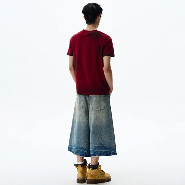Heritage Relaxed Wide Leg Cropped Denim Shorts alternatif görünüm