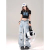 Breathable 2000s 90s Style Oversized Torn Utility Denim