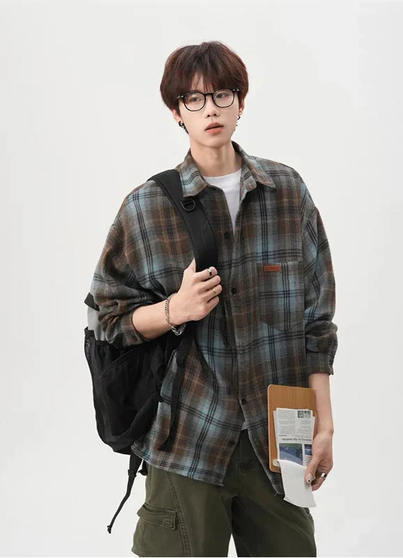 All-American Blue Vintage Plaid Shirt alternatif görünüm
