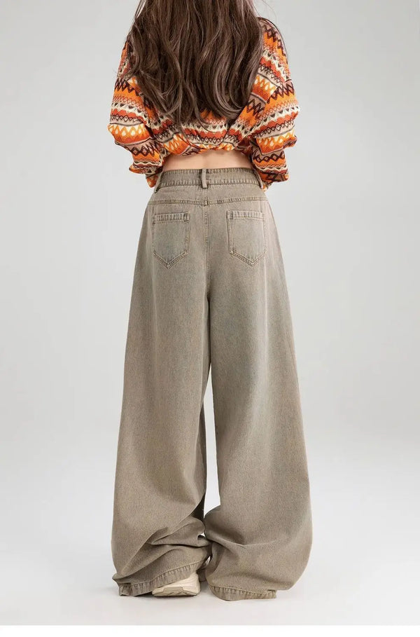 Easy Graphic Print Relaxed Heritage Bell Leg Denim alternatif görünüm